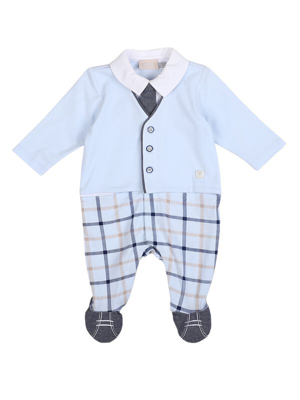 Boys Light Blue Front Opening Babysuit image number 0